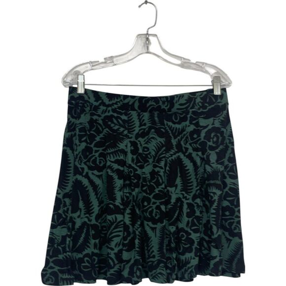 Boden Womens Mini Skirt UK 14 US 10 Green Floral Pleated Pull On R0233 NWT - Picture 2 of 11
